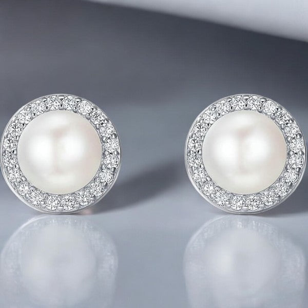 Water Pearl Stud Earrings 925 Sterling Silver