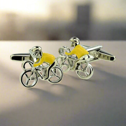 Cyclist Yellow Jersey Bike Cycle Cufflinks - The Great Gift Idea