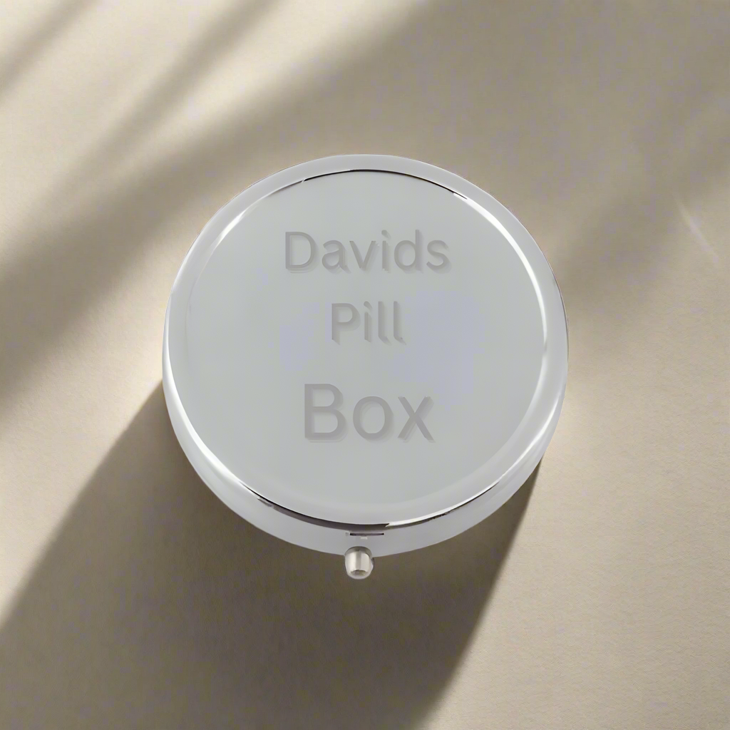 Personalised Round Pill Pot | The Great Gift Idea