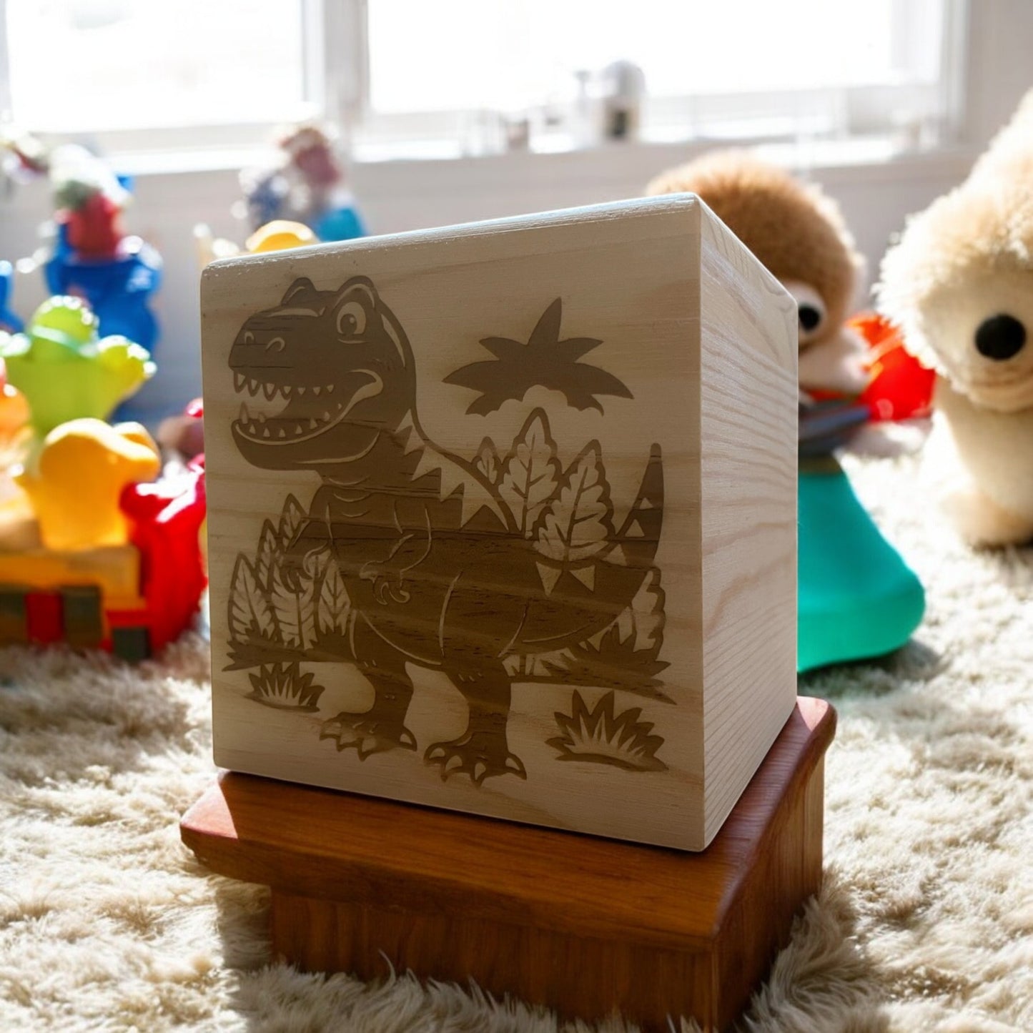 Personalised Wooden Dinosaur Money Box | The Great Gift Idea