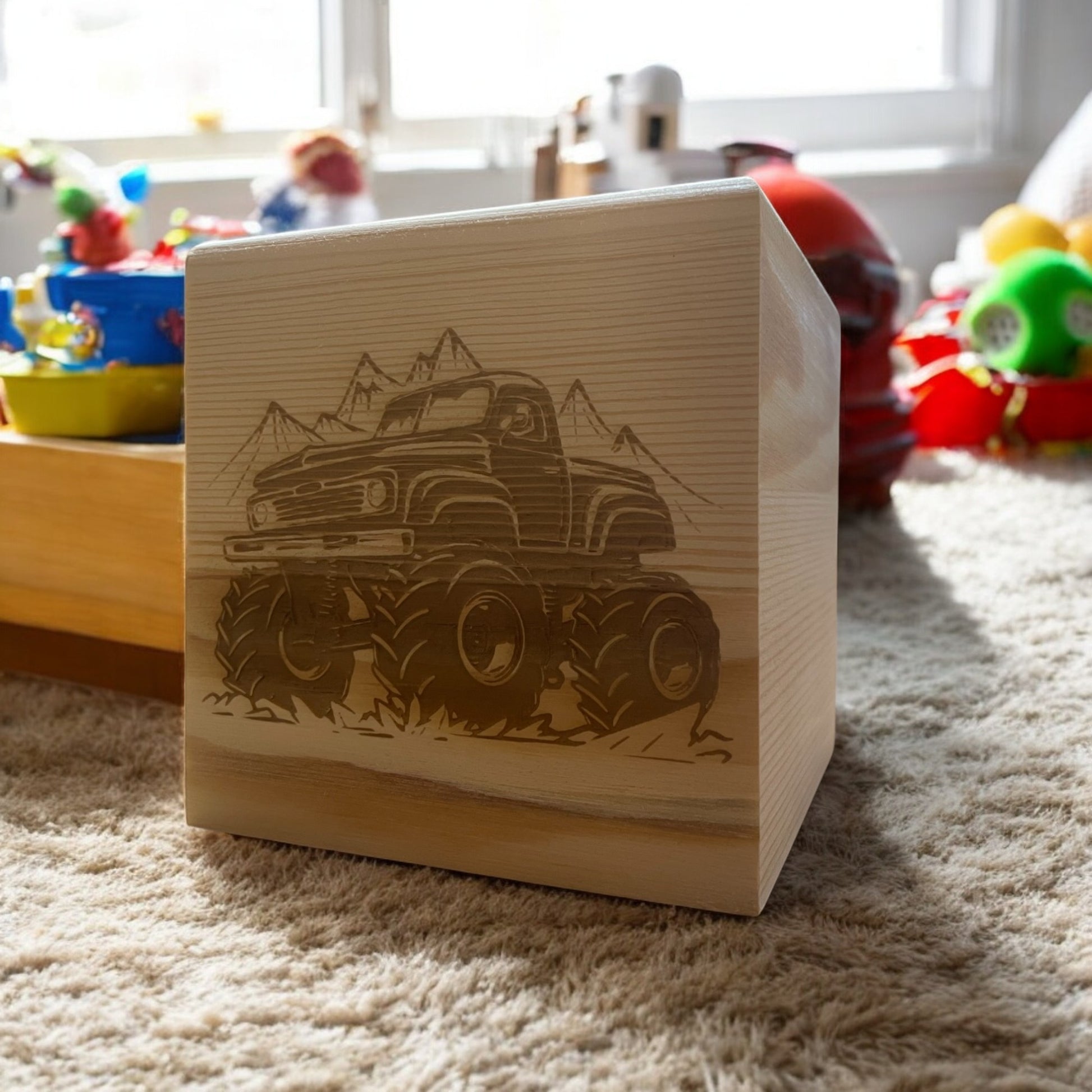 Personalised Wooden Monster Truck Money Box | The Great Gift Idea