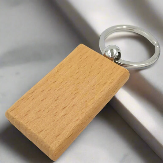 Personalised Wooden Rectangle Keyring | The Great Gift Idea