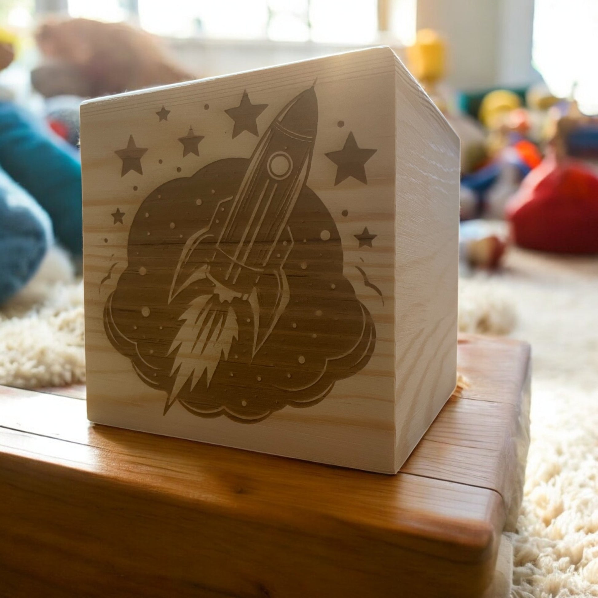 Personalised Wooden Space Rocket Money Box | The Great Gift Idea