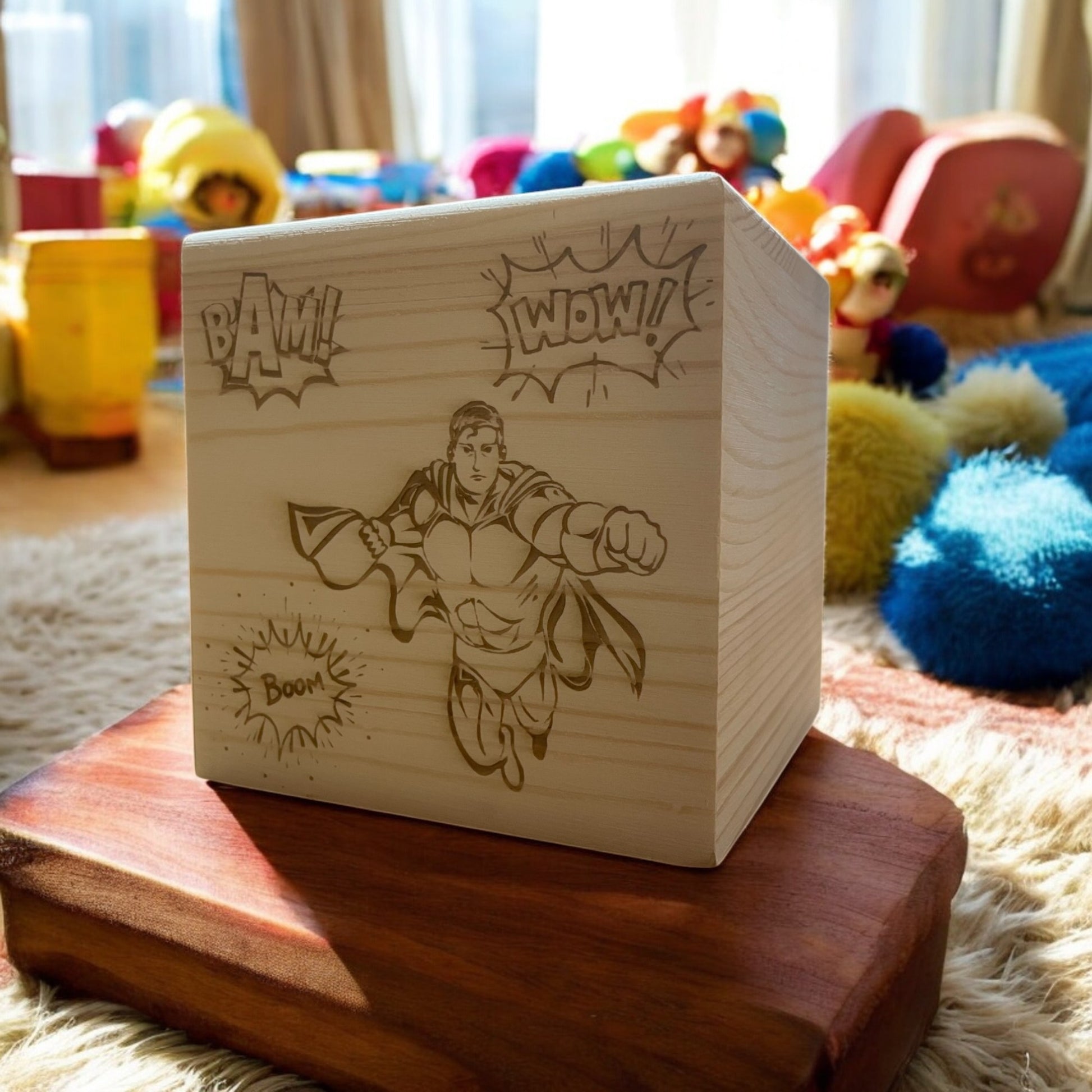 Personalised Wooden Superhero Money Box | The Great Gift Idea