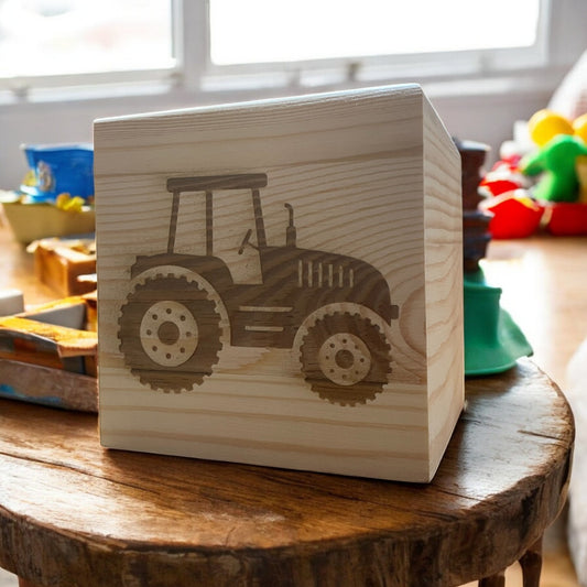 Personalised Wooden Tractor Money Box | The Great Gift Idea