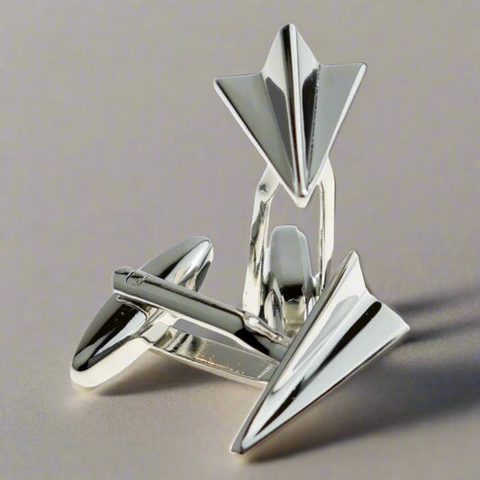 Silver Folded Paper Plane Cufflinks - The Great Gift Idea