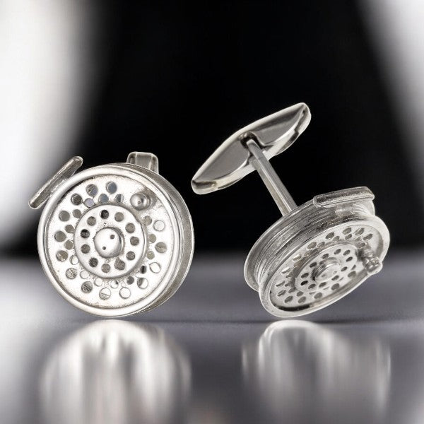 Sterling Silver Fly Fishing Reel Dragon Cufflinks | The Great Gift Idea